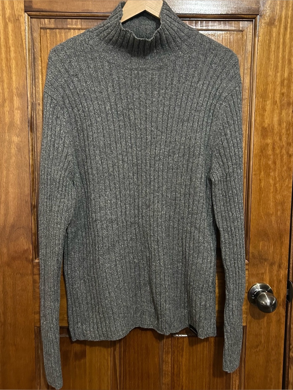 Vintage 90s Abercrombie & Fitch Ribbed Mock Neck Sweater Men’s XL Wool Blend